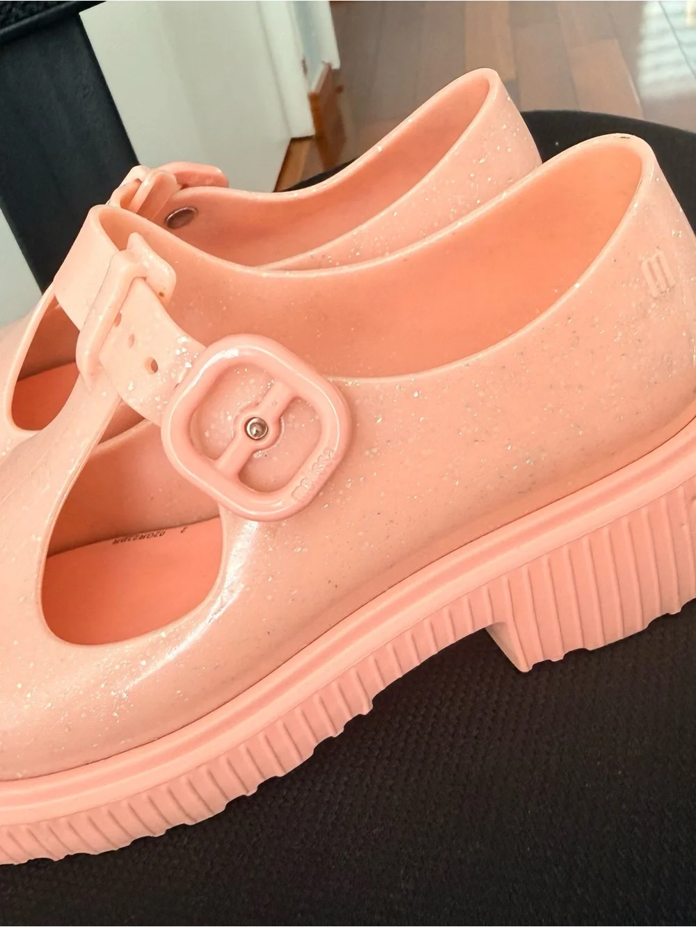 Mini melissa Pink Glitter Kids Mary Jane Shoes